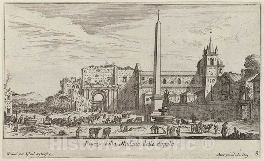 Art Print : IsraÃ«l Silvestre, Piazza Della Madono Delle Popolo, 1640-1660 - Vintage Wall Art