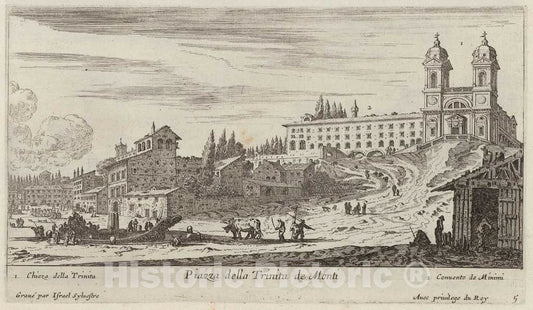 Art Print : IsraÃ«l Silvestre, Piazza Della Trinita de Monti, 1640-1660 - Vintage Wall Art