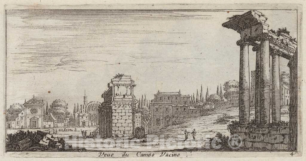Art Print : IsraÃ«l Silvestre, VeÃ¼e du Campo Vacine, 1640-1660 - Vintage Wall Art