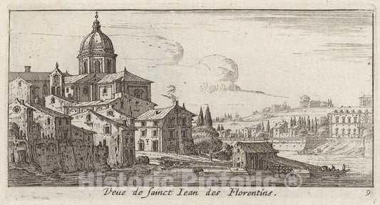 Art Print : IsraÃ«l Silvestre, Veue de sainct Jean des Florentins, 1640-1660 - Vintage Wall Art