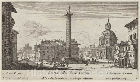 Art Print : IsraÃ«l Silvestre, Piazza Della Colona Trojana, 1640-1660 - Vintage Wall Art