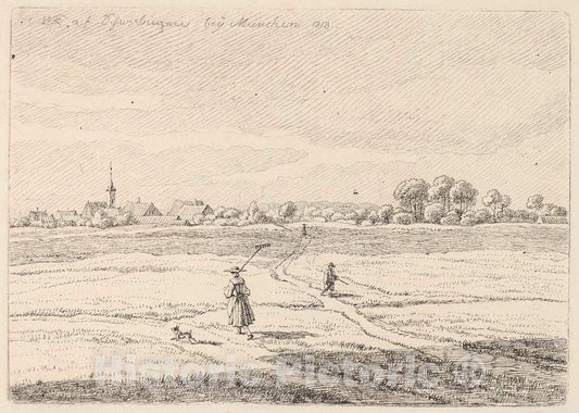 Art Print : Kobell, Schwabing, 1818 - Vintage Wall Art