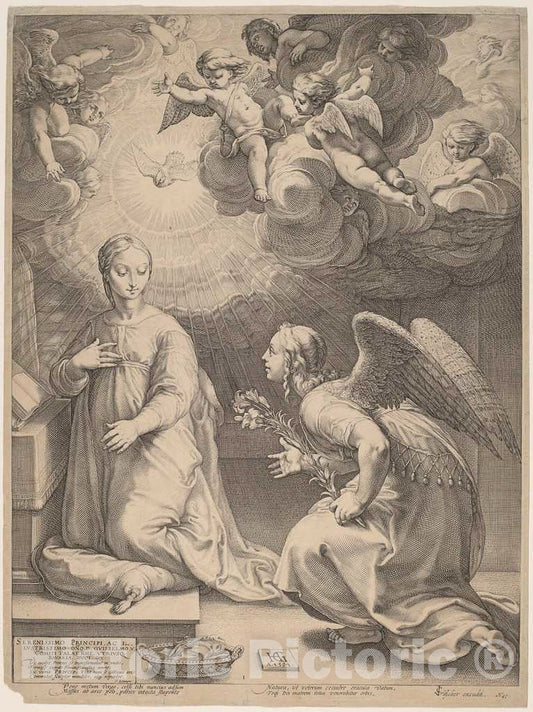 Art Print : Hendrik Goltzius, The Annunciation, 1594 - Vintage Wall Art