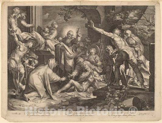 Art Print : Muller, After Bloemaert, The Raising of Lazarus, c.1600 - Vintage Wall Art
