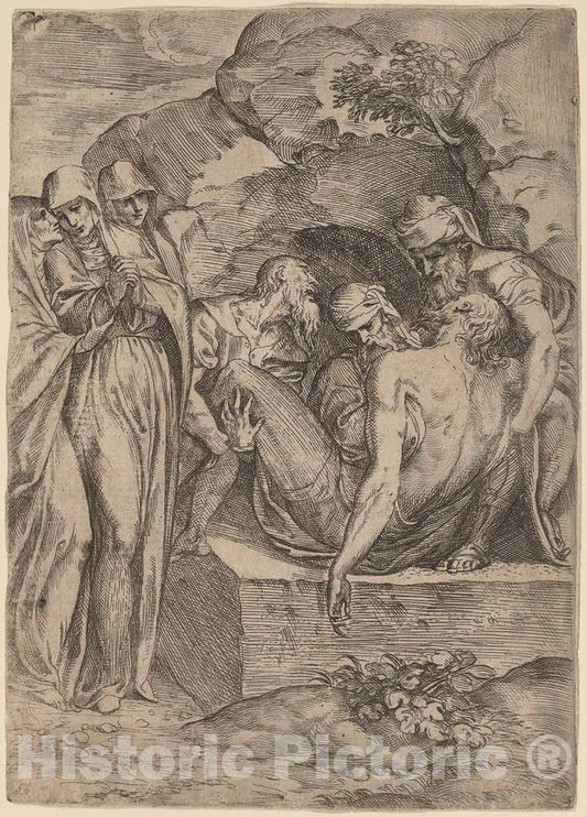 Art Print : Battista Angolo del Moro, The Entombment, 1515-1573 - Vintage Wall Art