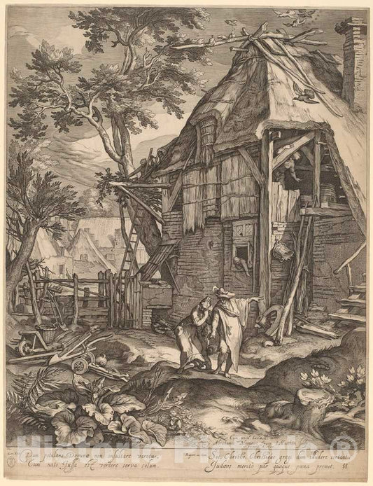 Art Print : Matham, After Bloemaert, Abraham Casting Out Hagar, 1603 - Vintage Wall Art