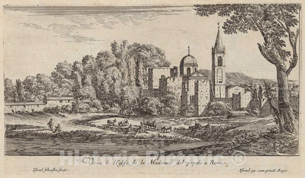 Art Print : IsraÃ«l Silvestre, Veue de l'Eglise de la Madonna del popolo Ã  Rome, 1640-1660 - Vintage Wall Art