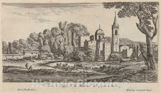 Art Print : IsraÃ«l Silvestre, Veue de l'Eglise de la Madonna del popolo Ã  Rome, 1640-1660 - Vintage Wall Art