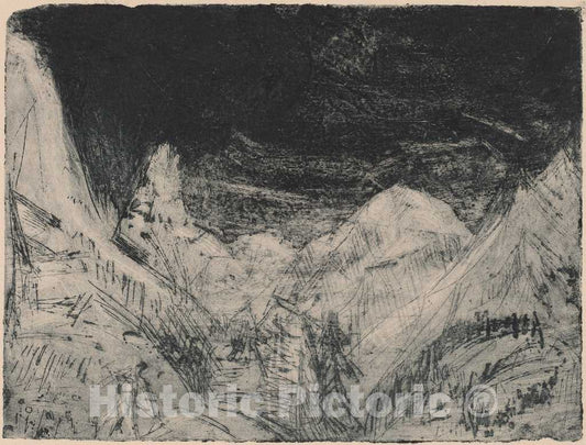 Art Print : Ernst Ludwig Kirchner, Mountain Landscape with Little Mowers, 1919 - Vintage Wall Art