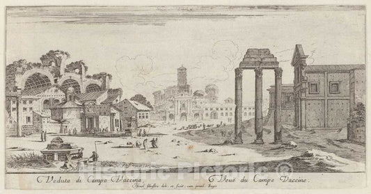 Art Print : IsraÃ«l Silvestre, Veduta di Campo Vaccina, 1640-1660 - Vintage Wall Art