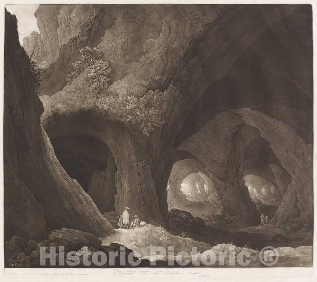 Art Print : Pichler, After Guillam Dubois, Travelers in Gigantic Caverns (After Guillam Dubois), c. 1800 - Vintage Wall Art
