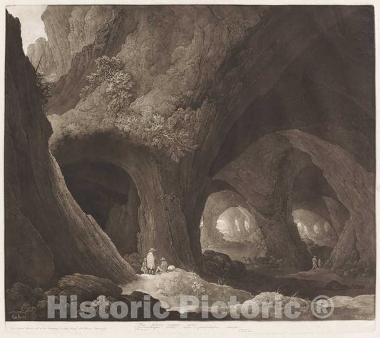Art Print : Pichler, After Guillam Dubois, Travelers in Gigantic Caverns (After Guillam Dubois), c. 1800 - Vintage Wall Art