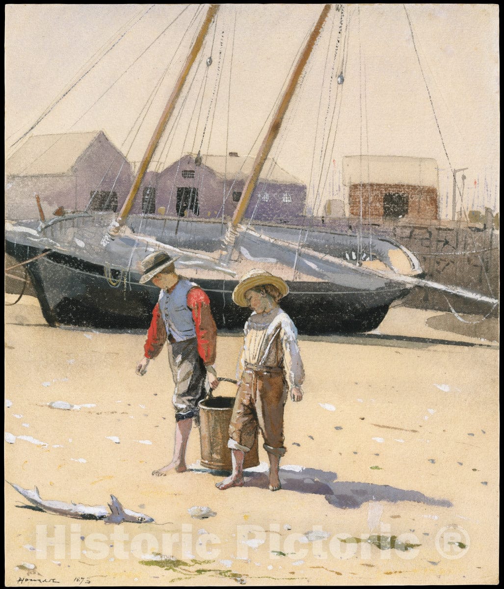 Art Print : Winslow Homer - A Basket of Clams : Vintage Wall Art