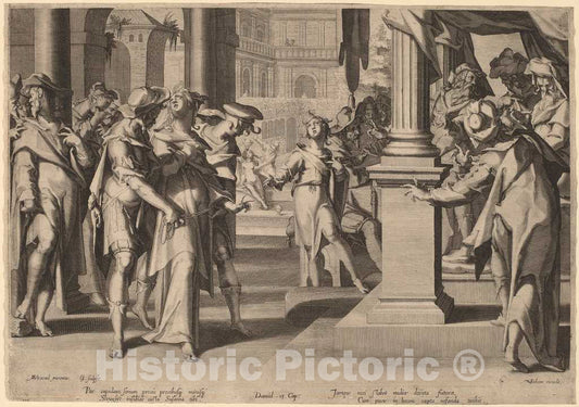 Art Print : Swanenburgh, After Wtewael, Suzannah Before Daniel, 1606 - Vintage Wall Art