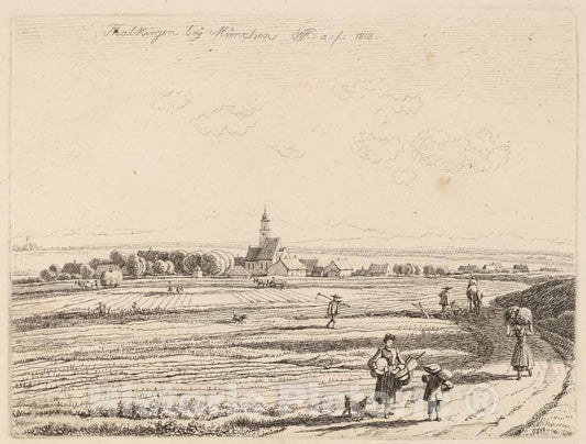 Art Print : Kobell, Thalkirchen, 1818 - Vintage Wall Art