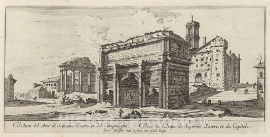 Art Print : IsraÃ«l Silvestre, Veduta del Arco di Septimio Severo, et del Campidoglio, 1640-1660 - Vintage Wall Art
