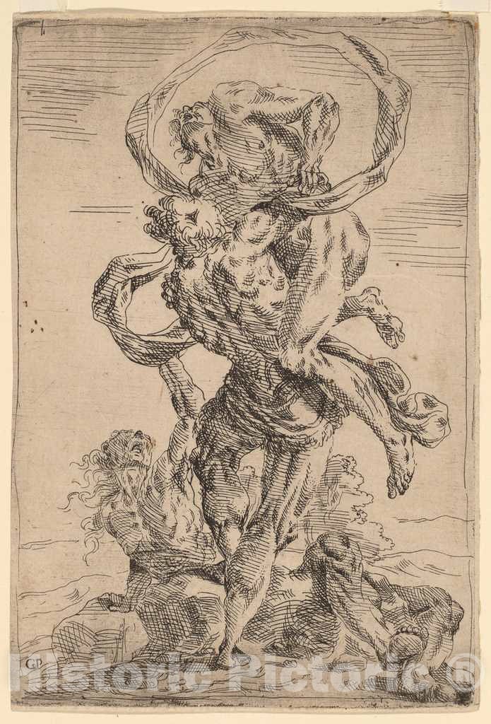 Art Print : Giovanni Pietro Possenti, Hercules and Antaeus - Vintage Wall Art