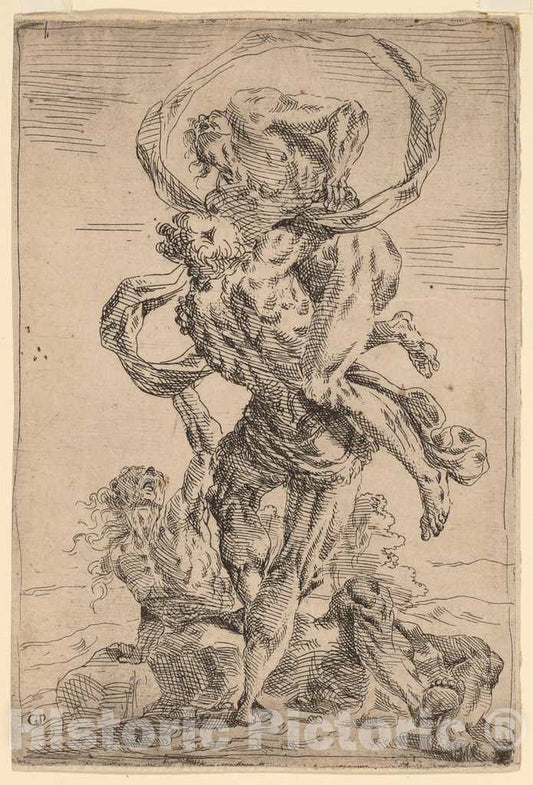 Art Print : Giovanni Pietro Possenti, Hercules and Antaeus - Vintage Wall Art