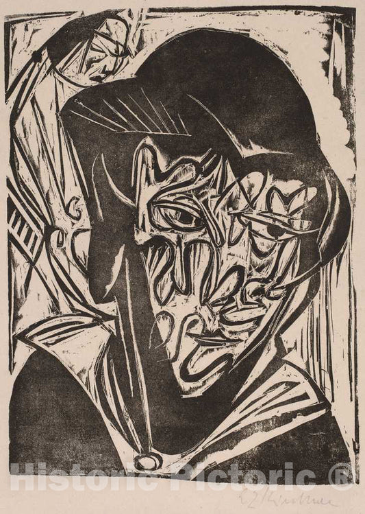 Art Print : Ernst Ludwig Kirchner, Woman with a Veil, 1915 - Vintage Wall Art