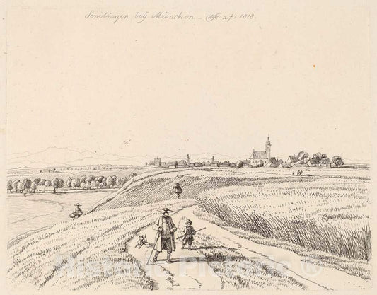 Art Print : Kobell, Sendling, 1818 - Vintage Wall Art