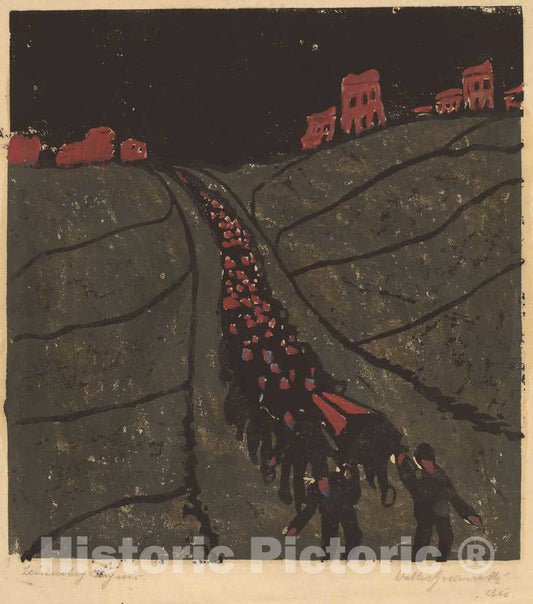 Art Print : Walter GramattÃ©, The Burial (BegrÃ¤bnis), 1916 - Vintage Wall Art