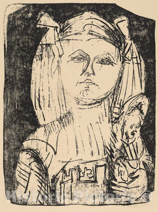 Art Print : Ernst Ludwig Kirchner, Young Girl with Doll, 1916 - Vintage Wall Art