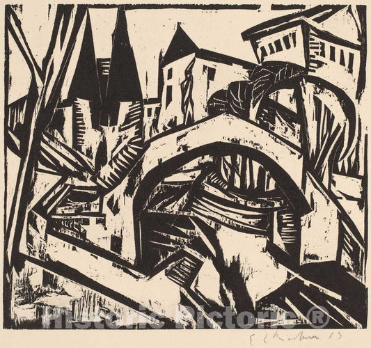 Art Print : Ernst Ludwig Kirchner, River Bank at Elisabeth (Berlin), 1912-1913 - Vintage Wall Art