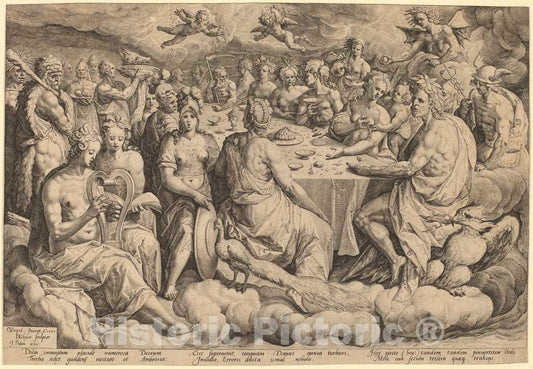 Art Print : Gheyn II, After Van den Broecke, Banquet of The Gods at The Wedding of Peleus and Thetis, 1589 - Vintage Wall Art