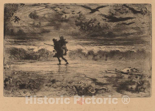 Art Print : FÃ©lix-Hilaire Buhot, The Marine Painter (Le Peintre de Marine) - Vintage Wall Art
