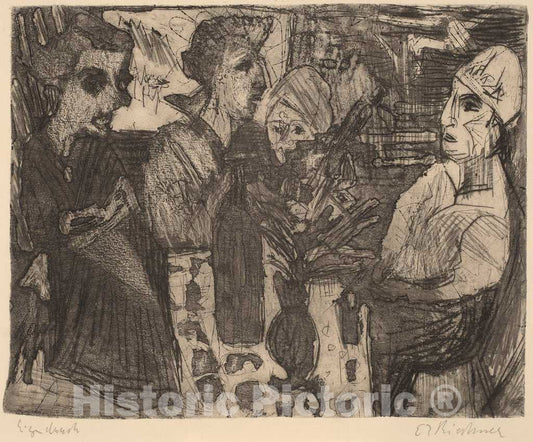 Art Print : Ernst Ludwig Kirchner, Women at a Table in a Room, 1920 - Vintage Wall Art