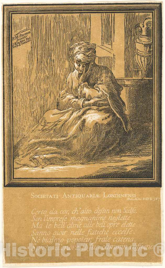 Art Print : Jackson, After Parmigianino, Woman Meditating - Vintage Wall Art