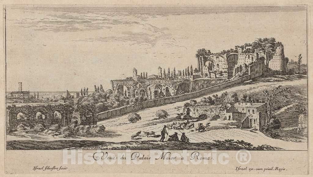 Art Print : IsraÃ«l Silvestre, VeuÃ« du Palais Maior a Rome, 1640-1660 - Vintage Wall Art