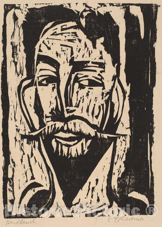 Art Print : Ernst Ludwig Kirchner, Head of Prof. Dr. Graef, 1915 - Vintage Wall Art