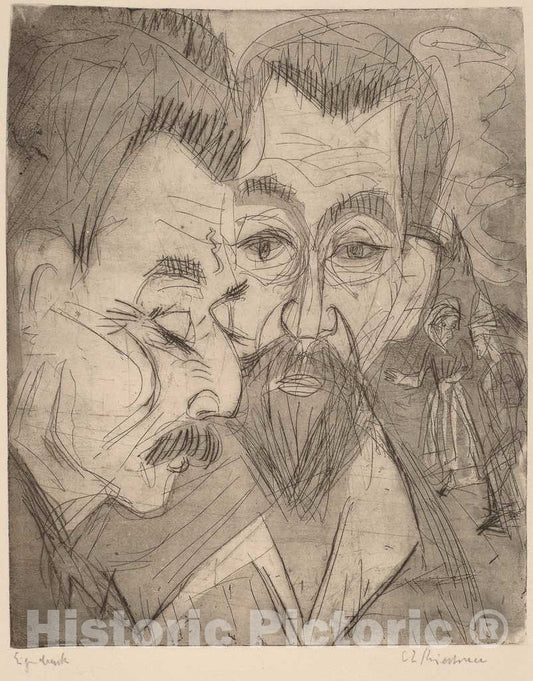 Art Print : Ernst Ludwig Kirchner, Two Peasant Heads, 1920 - Vintage Wall Art