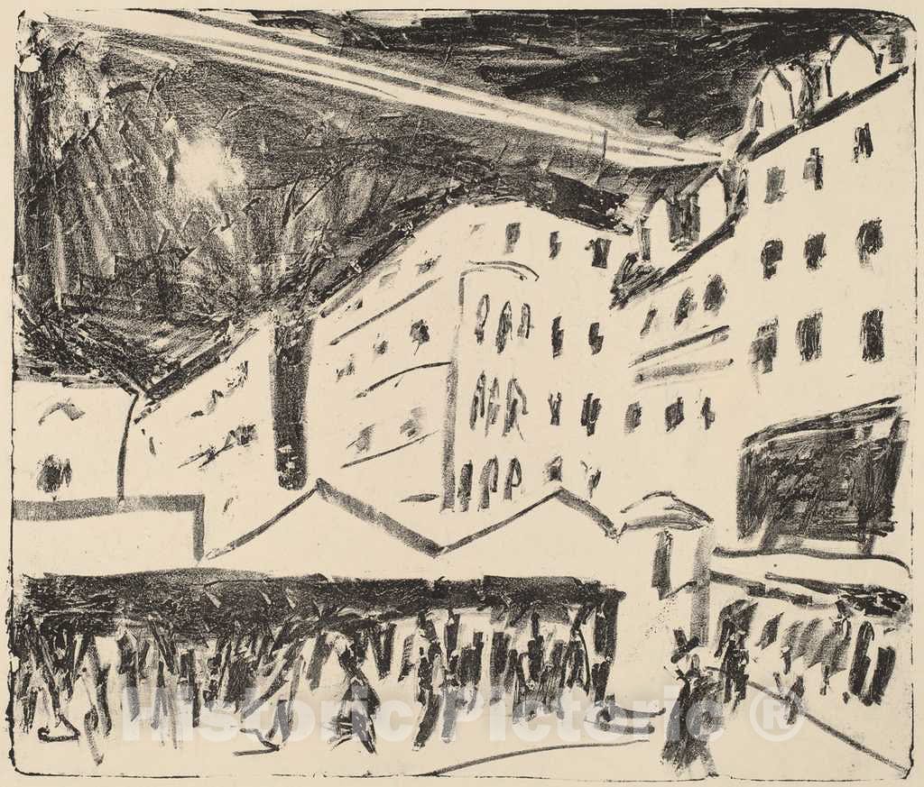 Art Print : Ernst Ludwig Kirchner, Old Market in Dresden with Annual Fair, 1910 - Vintage Wall Art