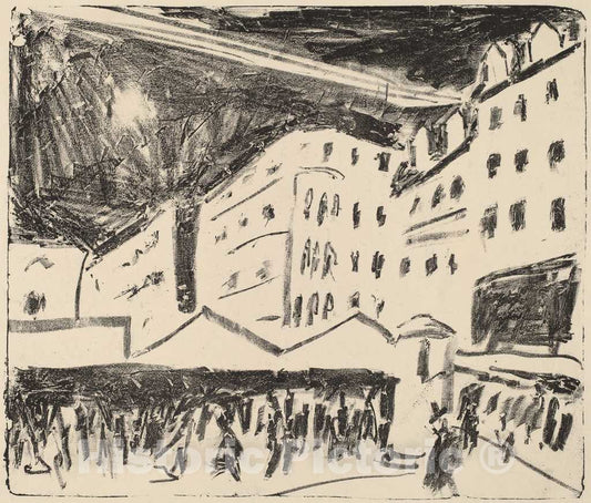 Art Print : Ernst Ludwig Kirchner, Old Market in Dresden with Annual Fair, 1910 - Vintage Wall Art
