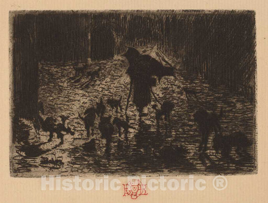 Art Print : FÃ©lix-Hilaire Buhot, Les Noctambules (The Night Prowlers), c.1877 - Vintage Wall Art