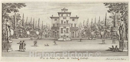 Art Print : IsraÃ«l Silvestre, VuÃ« du Palais et Jardin du Cardinal Ludovise, 1640-1660 - Vintage Wall Art