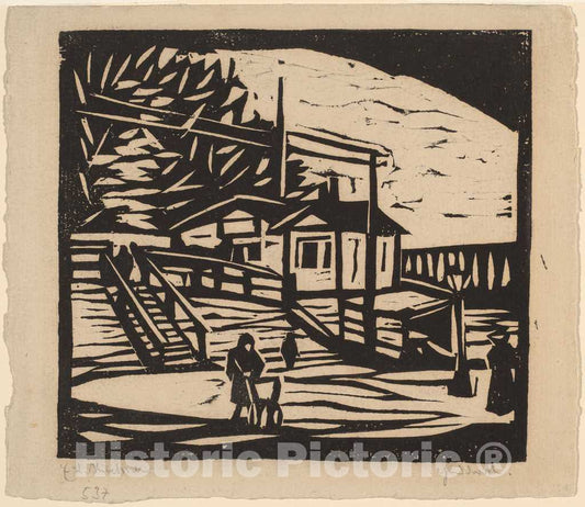 Art Print : Ernst Ludwig Kirchner, Shed on The Bank of The Elbe, 1906 - Vintage Wall Art