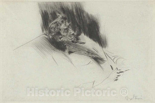 Art Print : Giovanni Boldini, Whistler Asleep, 1897 - Vintage Wall Art