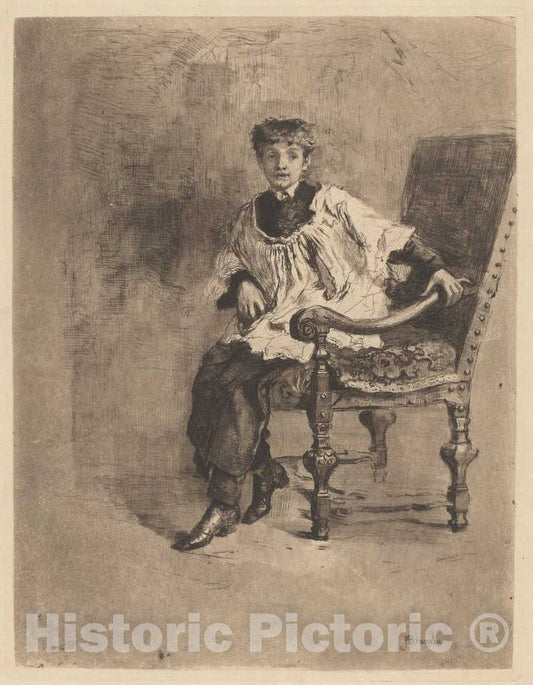 Art Print : MosÃ¨ Bianchi, Seated Acolyte, c. 1872 - Vintage Wall Art