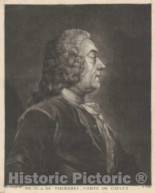 Art Print : Gautier Dagoty, Ph. Cl. A. de ThubiÃ¨res, Comte de Caylus, c. 1765 - Vintage Wall Art