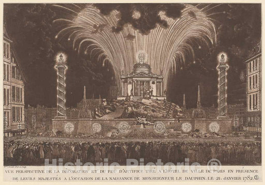 Art Print : Victor Jean Nicolle, Fireworks Celebrating The Birth of The Dauphin, 1782 - Vintage Wall Art