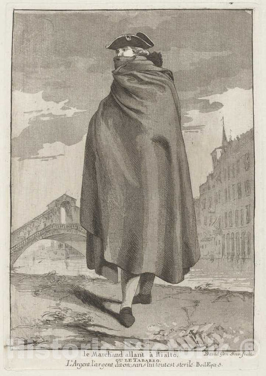 Art Print : Giovanni David, Le Marchand allant Ã  Rialto (The Merchant at The Rialto), 1775 - Vintage Wall Art