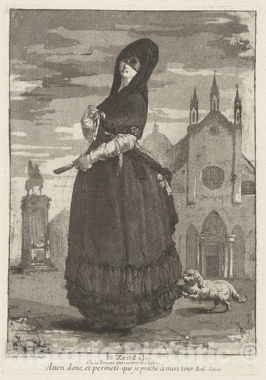 Art Print : Giovanni David, Le Zendale (Woman in a Hood, or The Woman Returning from Church), 1775 - Vintage Wall Art
