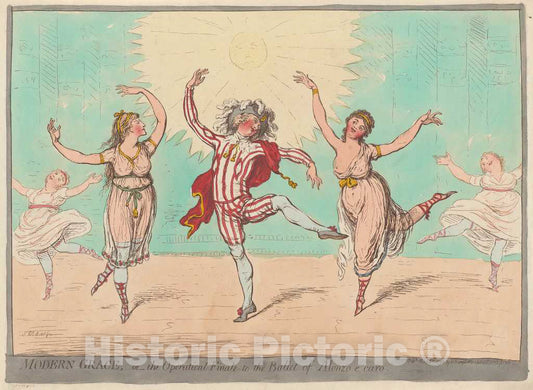 Art Print : Gillray, Modern Grace, 1796 - Vintage Wall Art