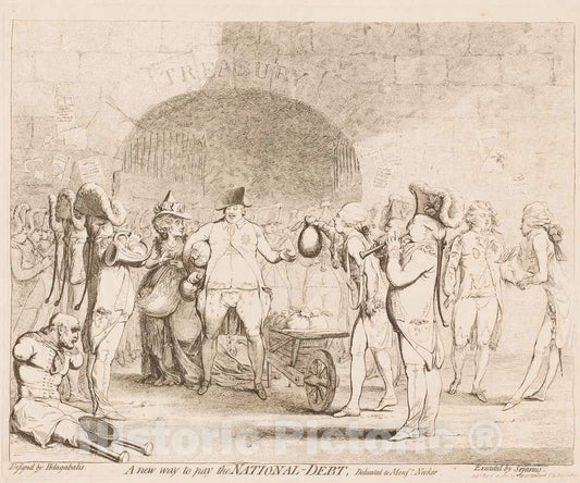 Art Print : Gillray, A New Way to Pay The National-Debt, 1786 - Vintage Wall Art