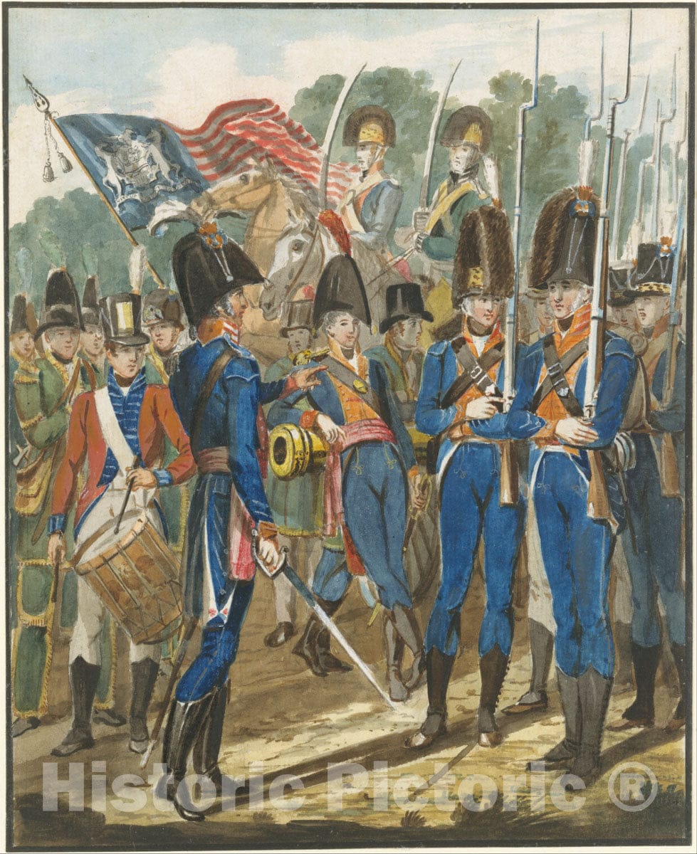 Art Print : John Lewis Krimmel - Members of The City Troop and Other Philadelphia Soldiery : Vintage Wall Art