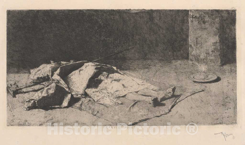 Art Print : Mariano Fortuny y CarbÃ³, Dead Kabyle (Kabyle Mort), 1867 - Vintage Wall Art