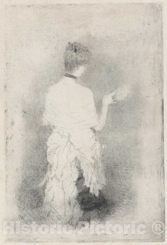 Art Print : Giuseppe de Nittis, Elegant Young Woman Seen from Behind, c. 1875 - Vintage Wall Art